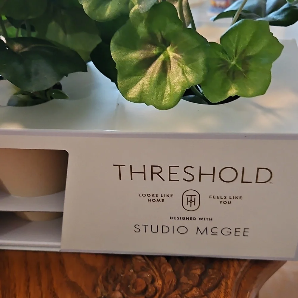 NWT Threshold Faux Floral Geraniums - White Blooms with Green Foliage. Set of 3